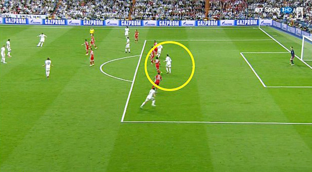 The player in the white shirt was in an offside position